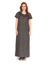 🌸 Evolove Cotton Nighty Maxi for Women Printed Short Sleeves | Full-Length | Side Pocket