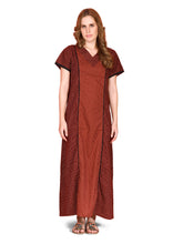 🌸 Evolove Cotton Nighty Maxi for Women Printed Short Sleeves | Full-Length | Side Pocket