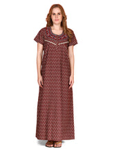 🌸 Evolove Cotton Nighty Maxi for Women Printed Short Sleeves | Full-Length | Side Pocket