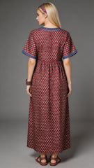 Women’s Cotton Printed Maxi Nightgown | Comfortable Loose Fit Long Night Dress | Soft Breathable Nightwear with Short Sleeves