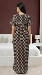 Women’s Cotton Printed Maxi Nightgown | Comfortable Loose Fit Long Night Dress | Soft Breathable Nightwear with Short Sleeves