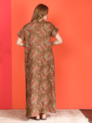 🌸 Evolove Alpine Nighty with Side Pocket & Neckline Embroidery | Full-Length | Side Pocket