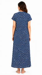 Women's 100% Pure Rayon Fabric Smoking Pattern Long Nightgown | Full Length Maxi Nighty | Soft Breathable Sleepwear with Pocket