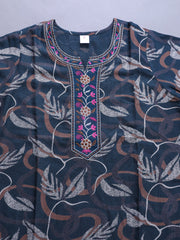 Alpine Nighty with Side Pocket & Neckline Embroidery | Printed