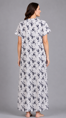 Women's 100% Pure Rayon Fabric Smoking Pattern Long Nightgown | Full Length Maxi Nighty | Soft Breathable Sleepwear with Pocket