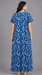 Women's 100% Pure Rayon Fabric Smoking Pattern Long Nightgown | Full Length Maxi Nighty | Soft Breathable Sleepwear with Pocket