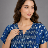 Soft Rayon Smocking Nighty with Convenient Side Pocket
