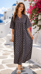 Women’s 100% Pure Cotton Printed Embroidered Maxi Nightgown | Comfortable Loose Fit Long Night Dress | Soft Breathable Nightwear with Short Sleeves