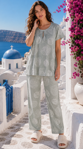 Evolove X Venus Premium Rayon Muslin Dobby Textured Pajama Set for Women – Round Neck Loungewear & Sleepwear