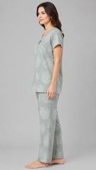 Evolove X Venus Premium Rayon Muslin Dobby Textured Pajama Set for Women – Round Neck Loungewear & Sleepwear