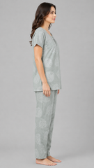 Evolove X Venus Premium Rayon Muslin Dobby Textured Pajama Set for Women – Round Neck Loungewear & Sleepwear