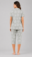 Evolove X Venus Premium Rayon Muslin Dobby Textured Capri Set for Women | Collared Neck Button-Down Top | Soft, Breathable Loungewear & Sleepwear
