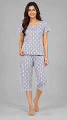 Evolove X Venus Premium Double Cloth 100% Combed Cotton Softest Capri Set - Round Neck Loungewear & Sleepwear