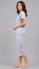 Evolove X Venus Premium Double Cloth 100% Combed Cotton Softest Capri Set - Round Neck Loungewear & Sleepwear
