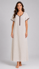 Women’s Cotton Printed Maxi Nightgown | Comfortable Loose Fit Long Night Dress | Soft Breathable Nightwear with Short Sleeves