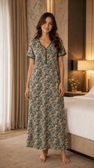 TENCEL™ × Bamboo Luxury Fabric – long nightgown Ultra-Soft, Silky, Breathable & Eco-Friendly. Our most comfortable ever in tonal embroideries for that minimal look,