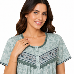 TENCEL™ × Bamboo Luxury Fabric – long nightgown Ultra-Soft, Silky, Breathable & Eco-Friendly. Our most comfortable ever in tonal embroideries for that minimal look