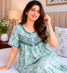 TENCEL™ × Bamboo Luxury Fabric – long nightgown Ultra-Soft, Silky, Breathable & Eco-Friendly. Our most comfortable ever in tonal embroideries for that minimal look