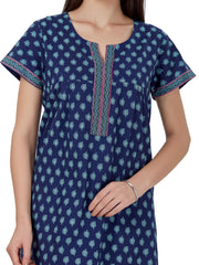 Evolove Women's 100% Cotton Printed Maxi Nighty Sleepwear Super Comfortable & Soft Cotton