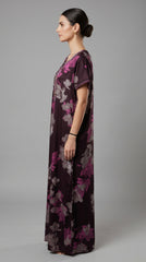 Alpine Designer Long Embroidered Nighty for Women with Side Pocket | Soft Breathable Fabric | Printed Maxi Nighty | Comfortable Daily Wear