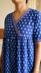 Women’s Cotton Printed Maxi Nightgown | Comfortable Loose Fit Long Night Dress | Soft Breathable Nightwear with Short Sleeves