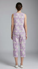 Evolove x Venus Women’s Lavender Dobby Capri Set | Premium Floral Sleepwear | Soft Everyday Loungewear (NCSDB3509LR)