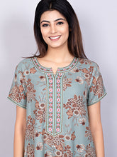 Alpine Nighty with Side Pocket & Neckline Embroidery | Printed