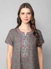 Alpine Long Nightgown for Women with Side Pocket | Soft Breathable Fabric | Printed Maxi Nighty | Comfortable Daily Wear