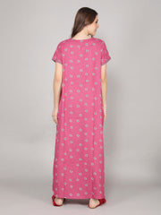 Alpine Nighty with Side Pocket & Neckline Embroidery | Printed