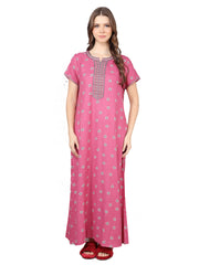 Alpine Long Nightgown for Women with Side Pocket | Soft Breathable Fabric | Printed Maxi Nighty | Comfortable