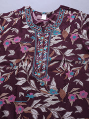 Alpine Nighty with Side Pocket & Neckline Embroidery | Printed