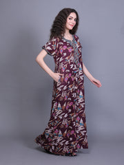Alpine Nighty with Side Pocket & Neckline Embroidery | Printed