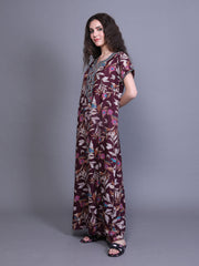 Alpine Nighty with Side Pocket & Neckline Embroidery | Printed