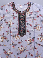 Alpine Nighty with Side Pocket & Neckline Embroidery | Printed