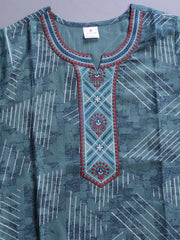 Alpine Nighty with Side Pocket & Neckline Embroidery | Printed