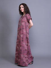 Alpine Nighty with Side Pocket & Neckline Embroidery | Printed