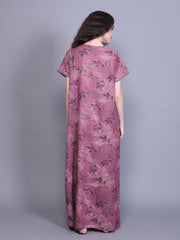 Alpine Nighty with Side Pocket & Neckline Embroidery | Printed