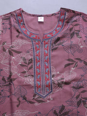 Alpine Nighty with Side Pocket & Neckline Embroidery | Printed