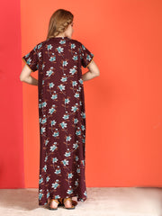 🌸 Evolove Alpine Nighty with Side Pocket & Neckline Embroidery | Full-Length | Side Pocket