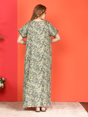 🌸 Evolove Alpine Nighty with Side Pocket & Neckline Embroidery | Full-Length | Side Pocket