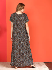 🌸 Evolove Alpine Nighty with Side Pocket & Neckline Embroidery | Full-Length | Side Pocket