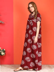 🌸 Evolove Alpine Nighty with Side Pocket & Neckline Embroidery | Full-Length | Side Pocket