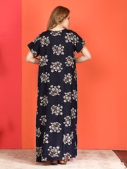 🌸 Evolove Alpine Nighty with Side Pocket & Neckline Embroidery | Full-Length | Side Pocket