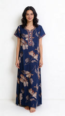 đ¸ Alpine Womenâs Printed Long Nightgown | Short Sleeves | Full-Length | Side Pocket | Soft Comfortable Nightwear