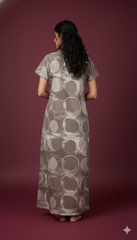 Alpine Long Nightgown for Women with Side Pocket | Soft Breathable Fabric | Printed Maxi Nighty | Comfortable Daily Wear
