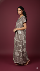 Alpine Long Nightgown for Women with Side Pocket | Soft Breathable Fabric | Printed Maxi Nighty | Comfortable Daily Wear