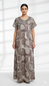 Alpine Long Nightgown for Women with Side Pocket | Soft Breathable Fabric | Printed Maxi Nighty | Comfortable Daily Wear