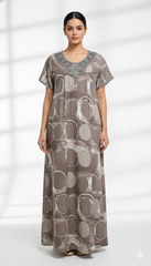 Alpine Long Nightgown for Women with Side Pocket | Soft Breathable Fabric | Printed Maxi Nighty | Comfortable Daily Wear
