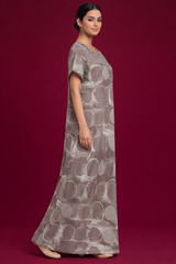 Alpine Long Nightgown for Women with Side Pocket | Soft Breathable Fabric | Printed Maxi Nighty | Comfortable Daily Wear