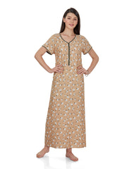 Evolove Women's 100%RAYON Printed Maxi Nightgown Long Nighty Sleepwear for Ladies Super Soft Comfortable Design
